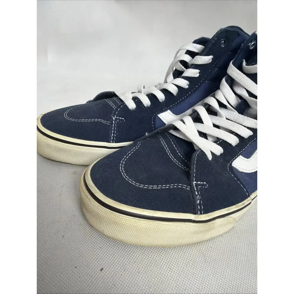 Vans Filmore SK8 Hi Mens Shoes Size 8 Navy Blue Canvas Suede High Top Skate